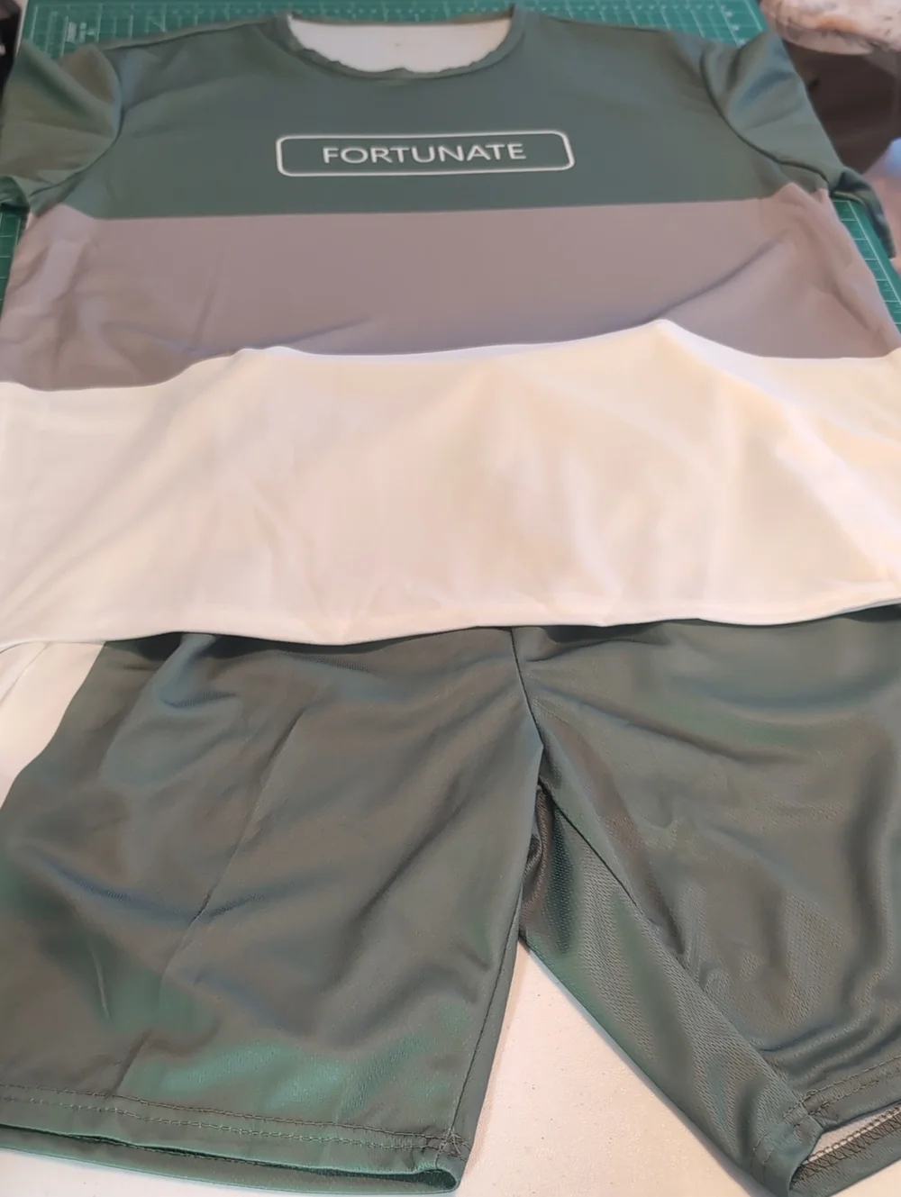Fortunate Colorblock Active Set — Sage, Gray & White